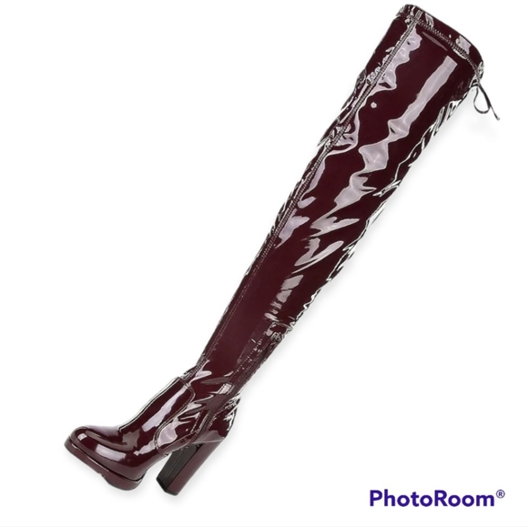 ๐คSOLD๐คGianni Bini Get-Real Patent Platform Over-The-Knee Block Heel Boots - Picture 2 of 14